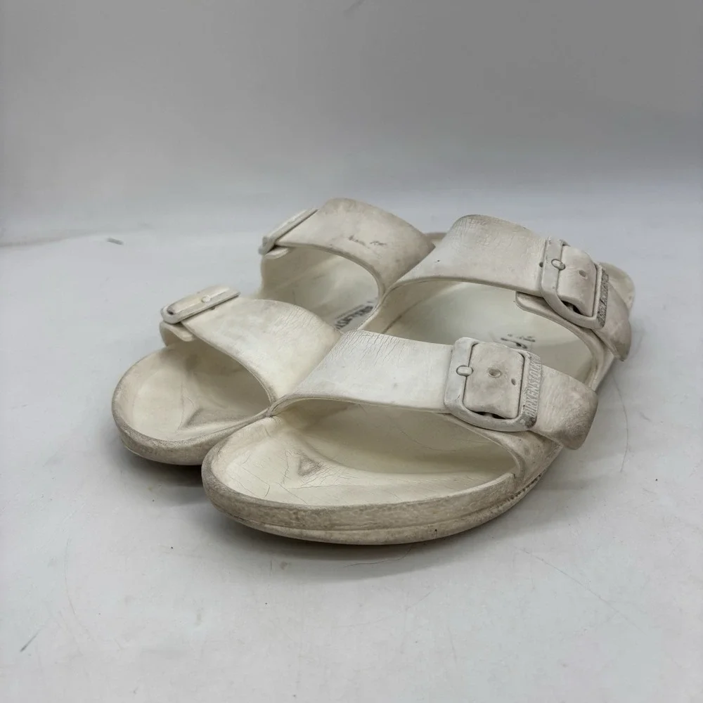 Birkenstock Sandals Slides Womens 10 Mens 8 White Rubber Walking Comfort Ava